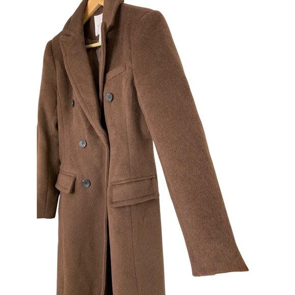 Avec Les Filles Double Breasted Brown Midi Trench Coat S Wool Blend RU10376 NWT - Picture 8 of 12